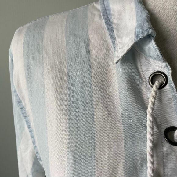 Rails Uli Tunic Lace Up Block Stripe Nautical Size Medium Lyocell Relaxed Fit - Picture 9 of 16